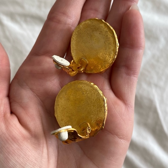 Vintage Signed Carita Paris Gold and Orange Clip on Earrings - Picture 6 of 6